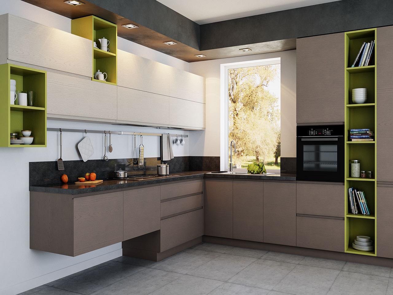 угловая кухня без ручек